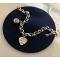 925 Silver Heart and Ball Bracelet