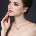 925 Silver Double Circle Black Spinel CZ Necklace