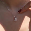 925 Silver Rectangular Shape Zirconia Necklace