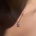 925 Silver Rectangular Shape Zirconia Necklace