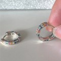 925 Silver Colorful CZ Huggie Earrings