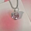 925 Silver  Pink Lava Heart Necklace