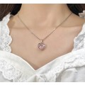925 Silver  Pink Lava Heart Necklace