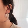925 Silver Geometric Hollow Circle Buckle Earrings