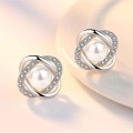 925 Silver Pearl and Zirconia Earrings