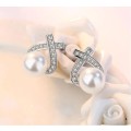 925 Silver Cross Pearl Earrings