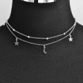 SPECIAL -925 Silver Double Layer Moon and Star Choker