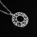 925 Silver Sun Flower CZ Circle Necklace