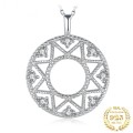 925 Silver Sun Flower CZ Circle Necklace