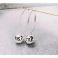 925 Silver Round Ball Drop Earrings