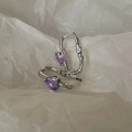 925 Silver Vintage Purple Heart Earrings