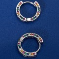 925 Silver Colorful CZ Huggie Earrings