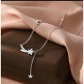 925 Silver Moon and Star with CZ Necklace