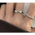 925 Silver Coloured Hearts Ring