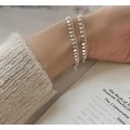 925 Silver Double Layer Round Disc Bracelet