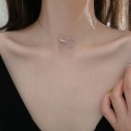 925 Silver Circle and CZ Choker Necklace