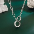 925 Silver Alphabet and CZ Double Ring Necklace