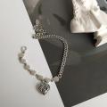 925 Silver Heart and Round Tag Bracelet