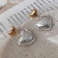 925 Silver Silver & Gold Heart Earrings