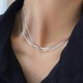 925 Silver Three Layer Snake Bone Necklace
