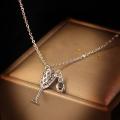 925 Silver Encrusted CZ  Champagne Glass Necklace