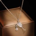 925 Silver Encrusted CZ  Champagne Glass Necklace