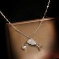 925 Silver Encrusted CZ  Champagne Glass Necklace