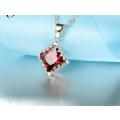 925 Silver Red Square CZ Necklace and Earrings Set