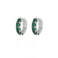925 Silver Green CZ Hoop Earrings