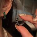 925 Silver Green CZ Hoop Earrings