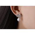 925 Silver Bow Knot Earrings with Pearl