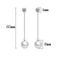 925 Silver CZ and Hanging Pearl Earrings