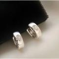 925 Silver CZ Flower Hoop Earrings.