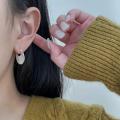 925 Silver Geometric Texture Stripe Hoop Earrings