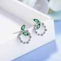 925 Silver CZ and Green Stone Clavicle Necklace & Earrings.