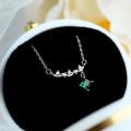 925 Silver CZ and Green Stone Clavicle Necklace & Earrings.