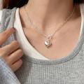 925 Silver Solid Love Heart Fop Chain Necklace.