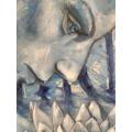 Title : Original Artwork by artist Stella Pelser, Title: "BLUE LOTUS" Acrylic on Canvas 700mm x 53mm