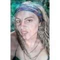 Title :Orginal Artwork by Stella Pelser "Hippie Girl " Acrylic on Canvas - Size 75cm x 100cm