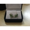 Solid 9 Ct Yellow Gold Diamonds and Emerald Magnificient Earrings Urgent Estate Sale