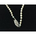 Estate Sale Magnificient Graded Pearls with 9 Carat Whitegold Clasp and Rose cut diamonds.