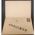 St Vincent postal stationary reply postcard overprinted specimen