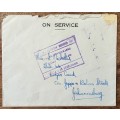 South Africa on service cover canceled (no crown) addressed to Johannesburg