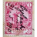 Cape of Good Hope 1d postal stamp used as revenue duty for money received as payment 1900