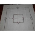 BEAUTIFUL HAND EMBROIDERED SQUARE TABLECLOTH 92CM X92 CM