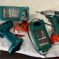 Makita set of power tools, all batteries are repacked thus as new.