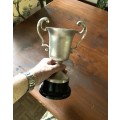 Silver trophy as per photos, 27cm H, 18cm W, 13cm L