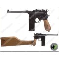 WE Broomhandle Mauser C96 M712 Gas Blow Back Airsoft Pistol - With Butt Stock / Holster