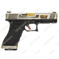 WE Special Custom Glock 17 GBB Pistol Transformers Type (Silver Slide, Black Frame, Gold Barrel)