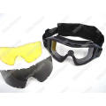 Tactical X500 Wind Dust Goggle Glasses With 3 Lens - Black